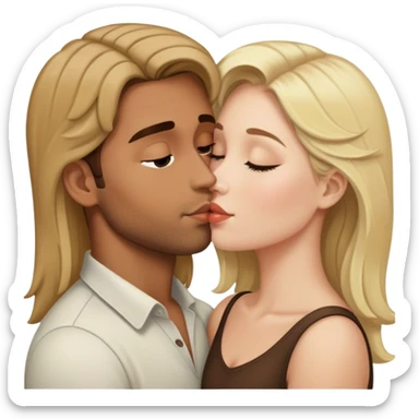 Blonde woman kissing a brown haired man sticker