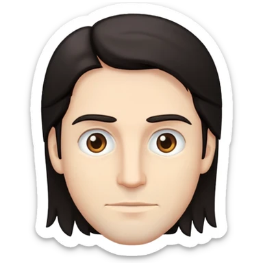 White Man with longer dark hair and brown eyes  sticker