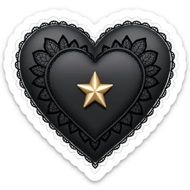 goth heart with a black lace star sticker