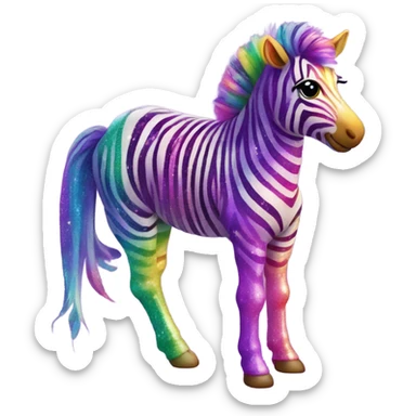 Lisa frank rainbow zebra with glitter purple stripes sticker