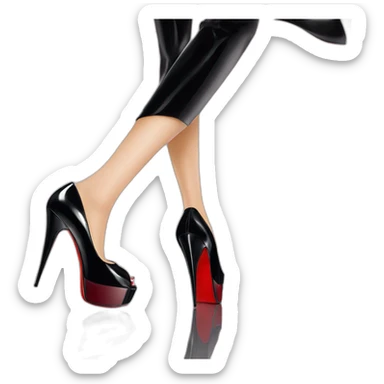 View from back Louboutin Black patent Leather Lady Peep Toe Platform sticker
