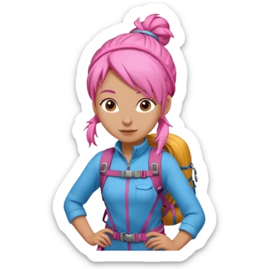climber girl with pink bun hair sticker