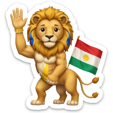 lion waving the Kurdistan flag sticker