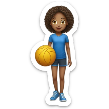 a young girl with a ball in full growth sticker