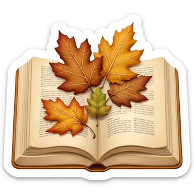 beige autumn open book with leaves on it sticker