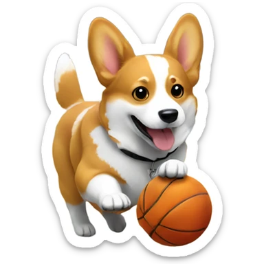 Corgi playing basketball  sticker