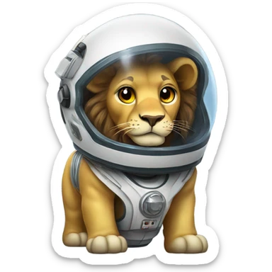 standing lion with space helmet sticker