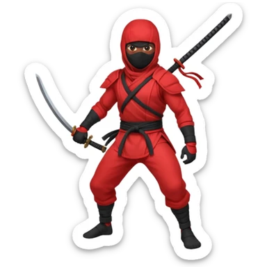 black skin ninja red clothes no weapon full body sticker