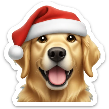 Golden retriever with Christmas hat sticker