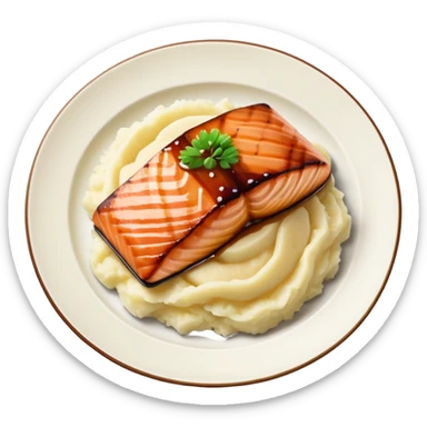Plate of salmon teriyaki and mashed potatoes  sticker
