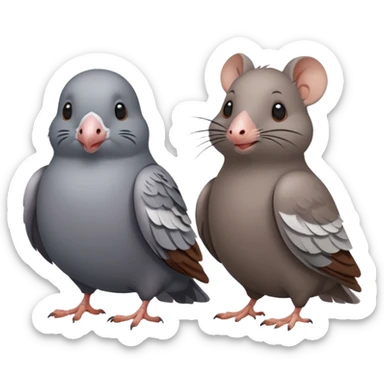one pigeon (only a pigeon) and one rat (only a rat) who are friends sticker