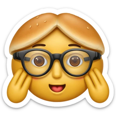 Cara con una cara con gafas que gafas comiendo sticker