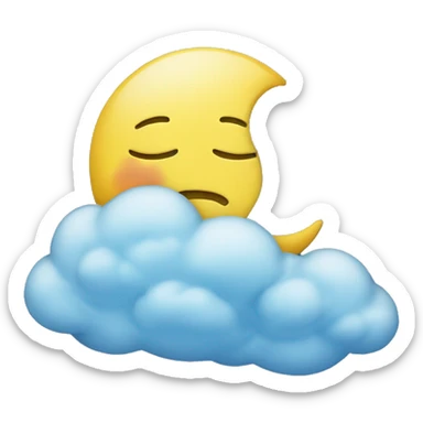 Yellow moon sleeping on a blue cloud sticker