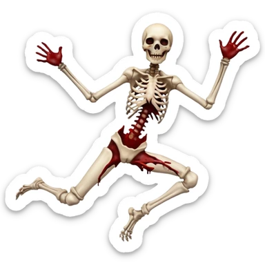 3D rotting corpse jumping in the air. In the style of your bloody skull art. More blood sticker