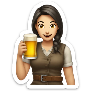 Woman with a pint of beer and winking am eye sticker