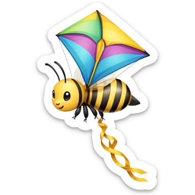 cute bee flying a kite  sticker