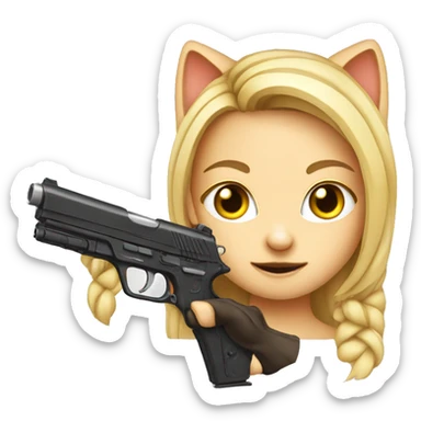 girl-cat with great eyes and a gun sticker