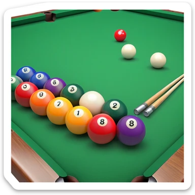 billiards pool table with cue ball and colorful balls sticker
