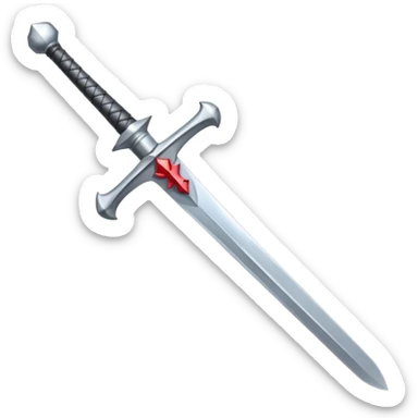 Silver knight sword — clean blade, cross guard sticker