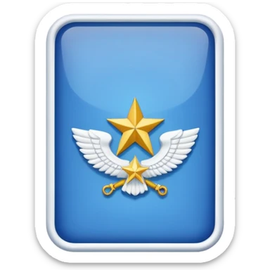 A blue rectangle with a white border. Rank insignia  sticker