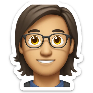 brown asian software engineer with computer and EarPods in ears sticker