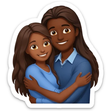 dark skin girlfriend hugs brown skin boyfriend with long hair  sticker