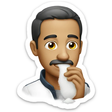 Man smelling salt sticker