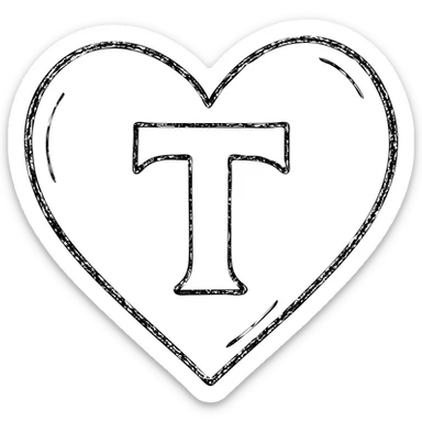 pink heart with a bold letter T in the center sticker