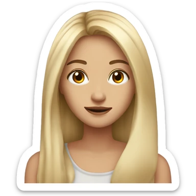 Beautiful woman, straight long light hair, brown eyes, cozy sticker