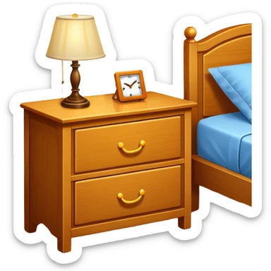 Cupboard-commode-drawer-night-bed-stand with a night lamp on  sticker