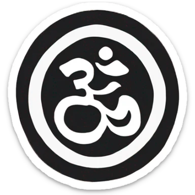 Orange flag with white stripes in middle of it and a hindu om in middle of white stripe sticker