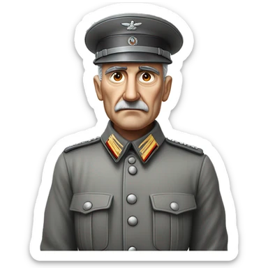 photorealistic old serious german soldier the middle of the XX century gray uniform detailed face with wrinkles, closed mouth, small eyes  sticker