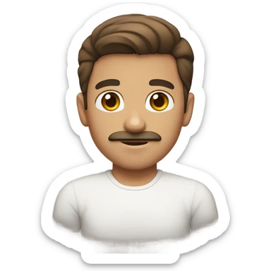 Boy, brown hair, fade hair, white mustache, thick eyebrows  sticker