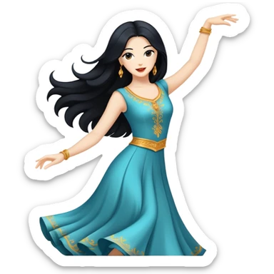 Beautiful white women with black long hair dancing sticker