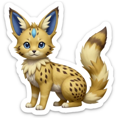 Blueberry-themed puffy fluffy thick bushy brownish soft realistic romantic vintage antique divine beautiful elegant pretty precious cute young youthful  Fakémon-Pokémon-feline-Zeraora-Jolteon-serval-caracal-chinchilla-Minccino-Cinccino-Meowstic-rodent-hybrid-creature (full body) sticker