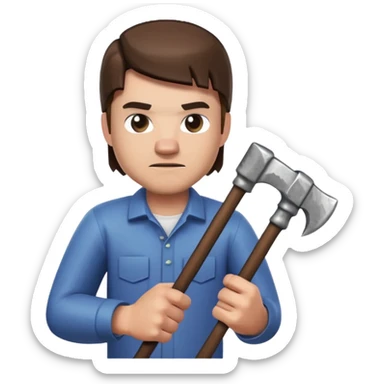 Steve from Minecraft holding a pickaxe sticker