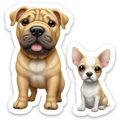 Sharpei and chihuahua sticker