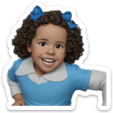 smiling solo with blue bow sticker