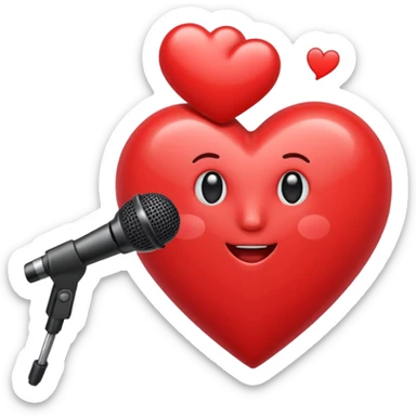 heart with a microphone motif sticker