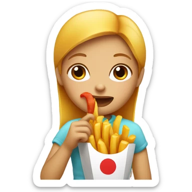 girl eating french fry sticker