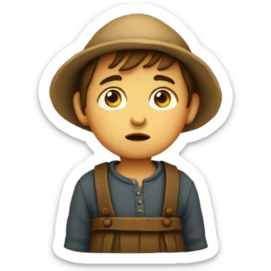 Sad European peasant child sticker