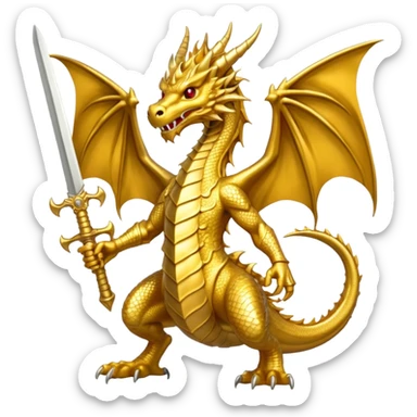 gold dragon with swords  sticker