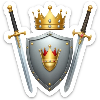 Powerful emoji with only sword, shield and crown sticker