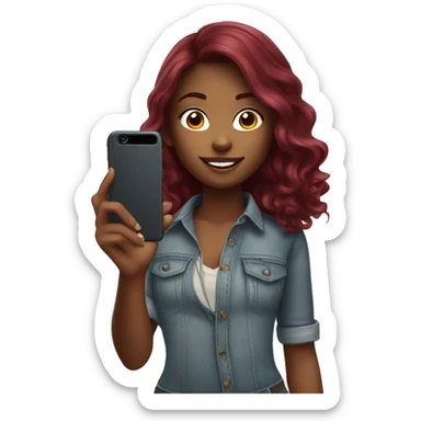 Burgundy haired Girl taking selfie with her phone sticker