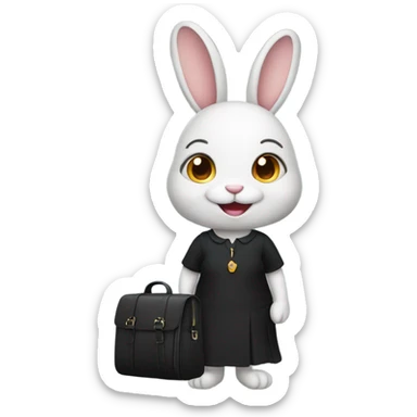 Happy Rabbit , black women dress , going to work , laptop bag  sticker