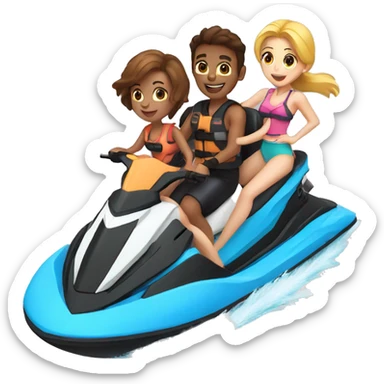 four people (two girls and two boys) on jet ski sticker