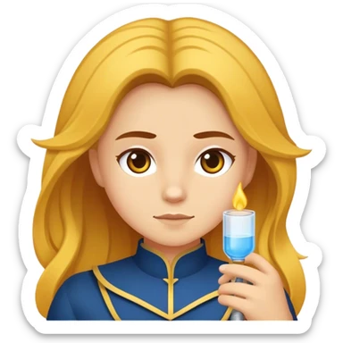 En kvinna i kostym med brunt hår och blåa ögon som rullar en bår med ett lik på sticker