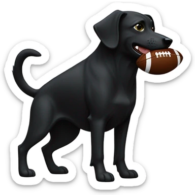 Black dog throwing an American football sticker