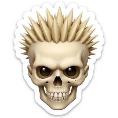 spikey mohawk hair on a sharp looking skull sticker