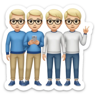 Group of 4 vibe coders, all male and white skinned  sticker